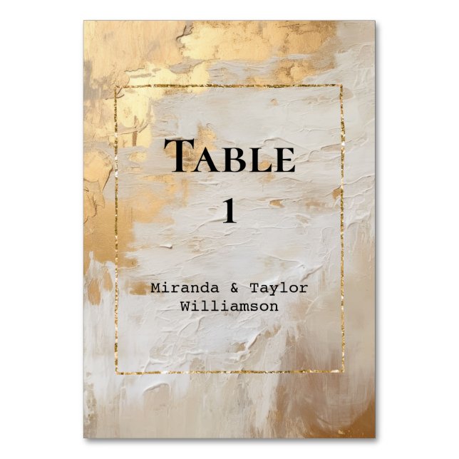 Gold Glam Cream White  Table Number (Front)
