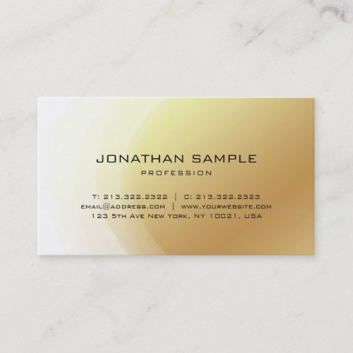 Gold Glam Design Elegant Modern Professional Plain Business Card