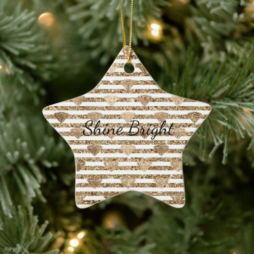 Gold Glam Diamonds Ceramic Ornament