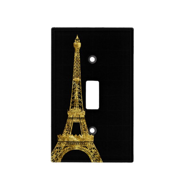 Gold Glam Eiffel Tower Light Switch Cover (Front)