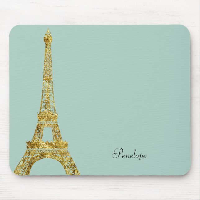 Gold Glam Eiffel Tower Mouse Pad (Front)