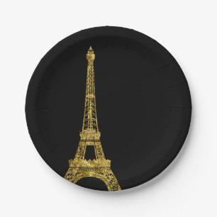 Gold Glam Eiffel Tower Paper Plates