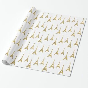 Gold Glam Eiffel Tower Wrapping Paper