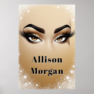 Gold Glam Eye Makeup Long Lashes ✨ Poster