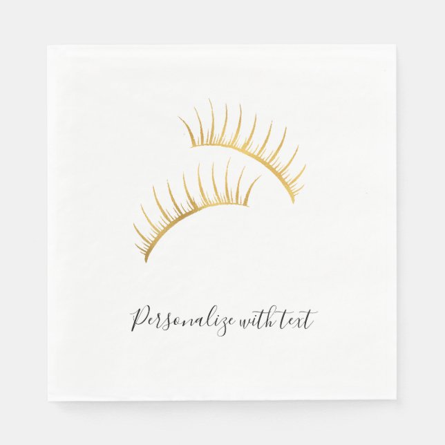 Gold Glam Eyelashes Birthday Napkins (Front)