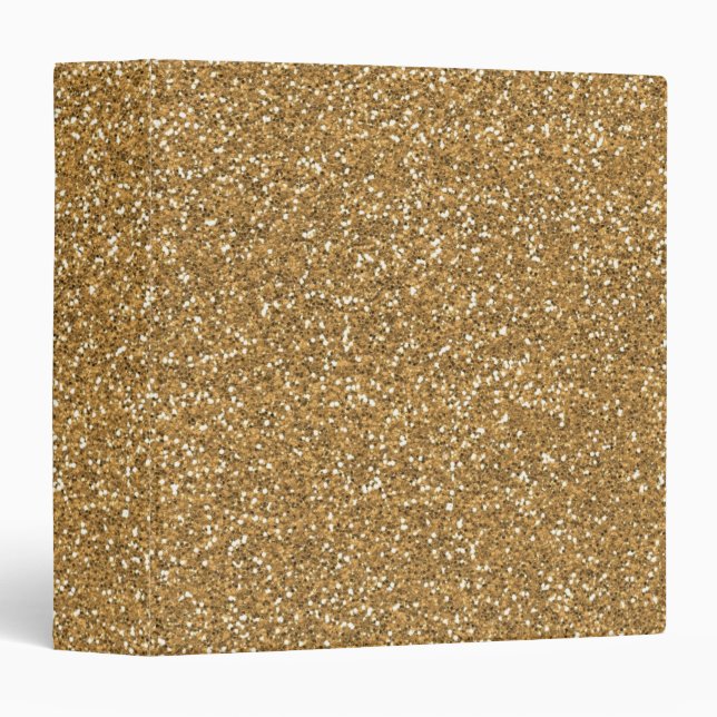 Gold Glam Faux Glitter 3 Ring Binder (Front/Spine)
