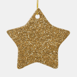 Gold Glam Faux Glitter Ceramic Ornament