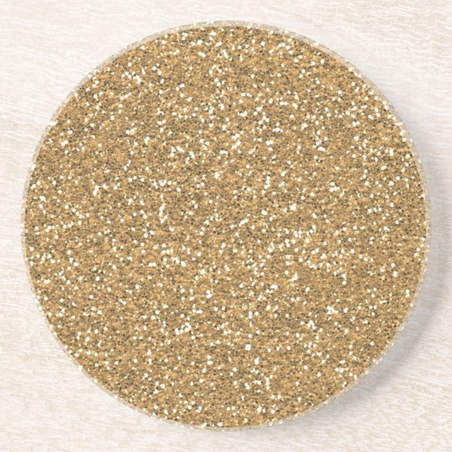 Gold Glam Faux Glitter Sandstone Coaster (Front)