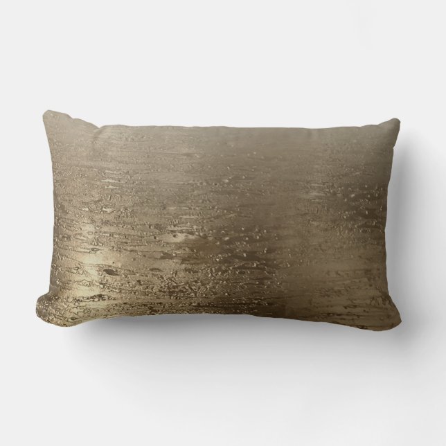 Gold Glam Gilded Brush Modern Elegance Lumbar Pillow (Front)
