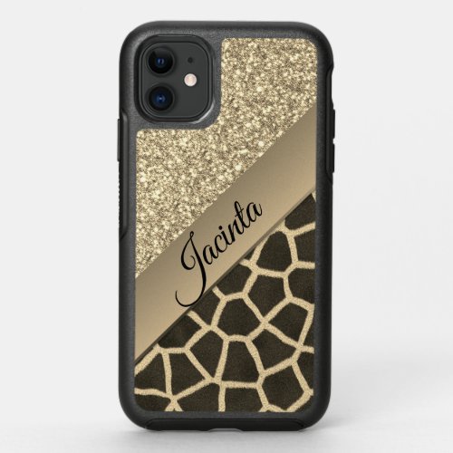 Gold Glam Giraffe Print OtterBox Symmetry iPhone 11 Case