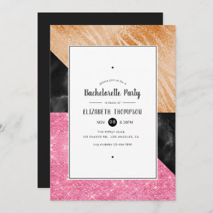 Gold Glam Glitter Bachelorette Party Invitation