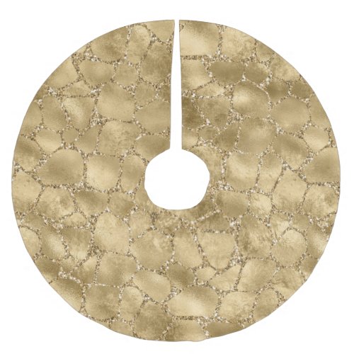 Gold Glam Glitter Giraffe Print   Brushed Polyester Tree Skirt