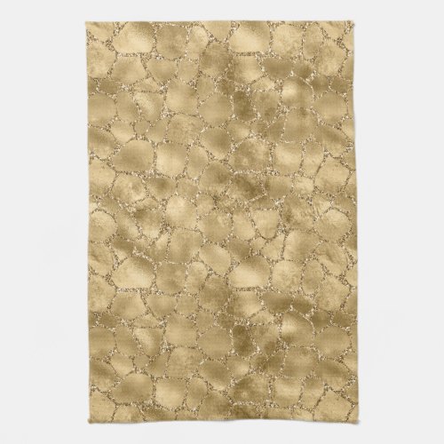 Gold Glam Glitter Giraffe Print   Kitchen Towel