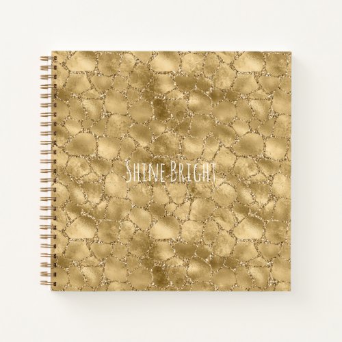 Gold Glam Glitter Giraffe Print   Notebook