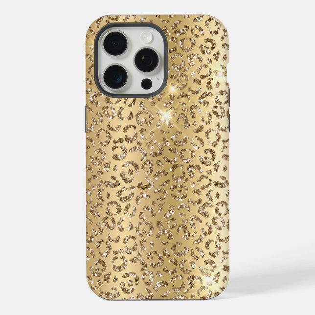 Gold Glam Glitter Leopard  Iphone Case (Back)