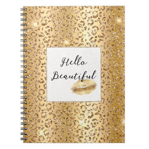 Gold Glam Glitter Leopard Kiss Notebook