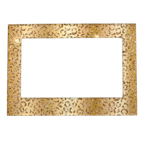 Gold Glam Glitter Leopard  Magnetic Frame