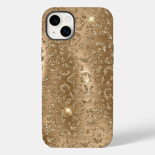 Gold Glam Glitter Leopard Print Case-Mate iPhone Case (Back)