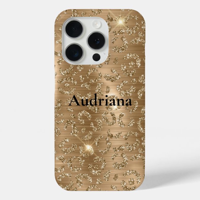Gold Glam Glitter Leopard Print Case-Mate iPhone Case (Back)