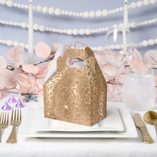 Gold Glam Glitter Leopard Print Favor Boxes (Wedding)
