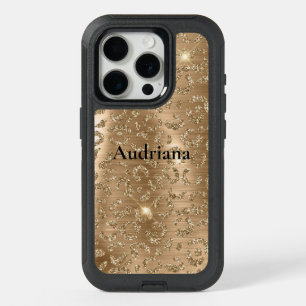 Gold Glam Glitter Leopard Print iPhone 15 Pro Case