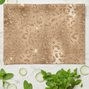 Gold Glam Glitter Leopard Print Kitchen Towel