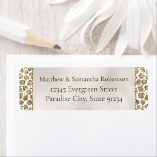 Gold Glam Glitter Leopard Print Label