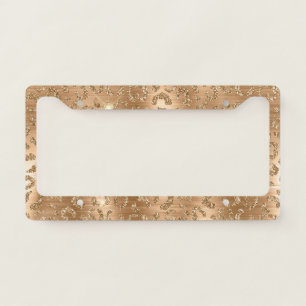 Gold Glam Glitter Leopard Print License Plate Frame