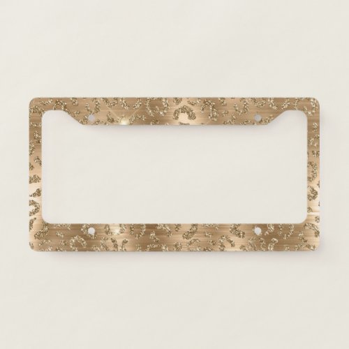 Gold Glam Glitter Leopard Print License Plate Frame