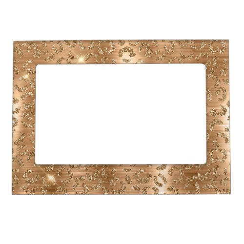 Gold Glam Glitter Leopard Print Magnetic Frame