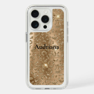 Gold Glam Glitter Leopard Print iPhone 15 Pro Case
