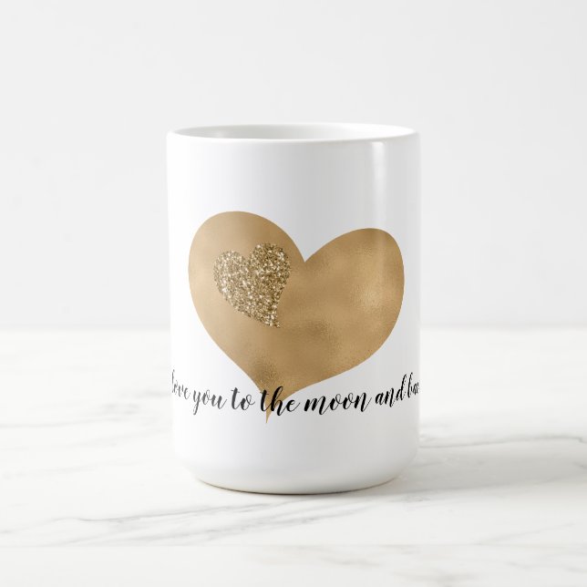 Gold Glam Glitter Love Hearts Coffee Mug (Center)