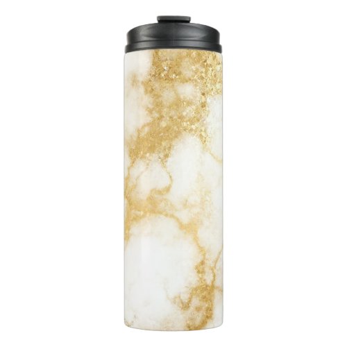 Gold Glam Glitter Marble Thermal Tumbler