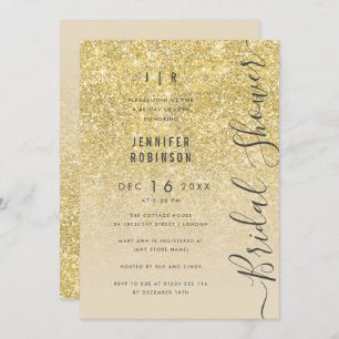 Gold Glam Glitter Script Bridal Shower Invitation