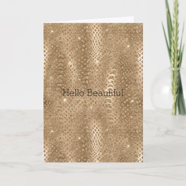 Gold Glam Glitter Snake Skin Card (Front)