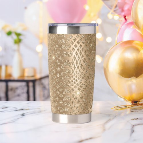 Gold Glam Glitter Snake Skin Insulated Tumbler