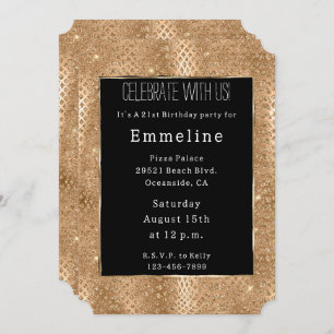 Gold Glam Glitter Snake Skin Invitation