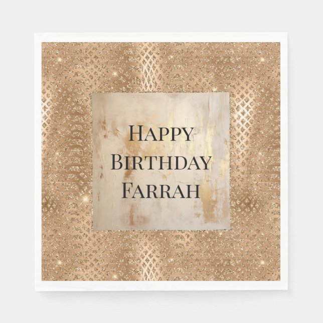 Gold Glam Glitter Snake Skin Napkins (Front)