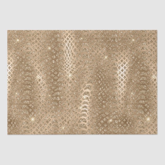 Gold Glam Glitter Snake Skin Tissue Paper (Front)