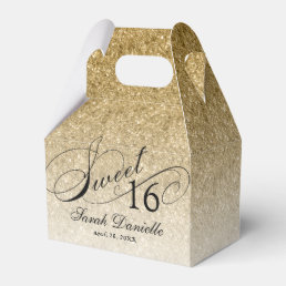 Gold Glam Glitter Sweet 16 Custom Party Favor Boxes