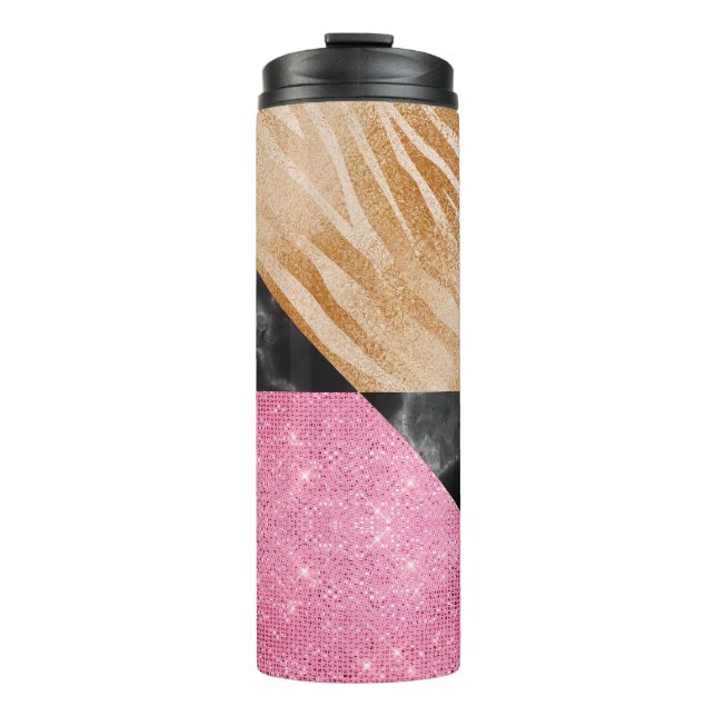 Gold Glam Glitter Thermal Tumbler (Front)