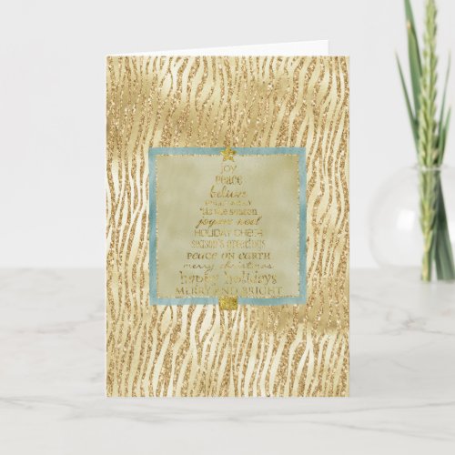 Gold Glam Glitter Zebra Christmas Tree Card
