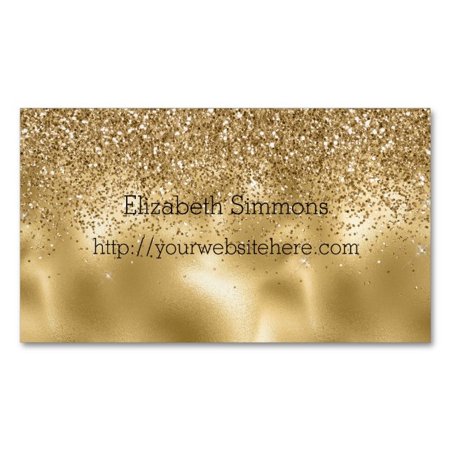Gold Glam Glitz Glitter Business Card Magnet (Front)