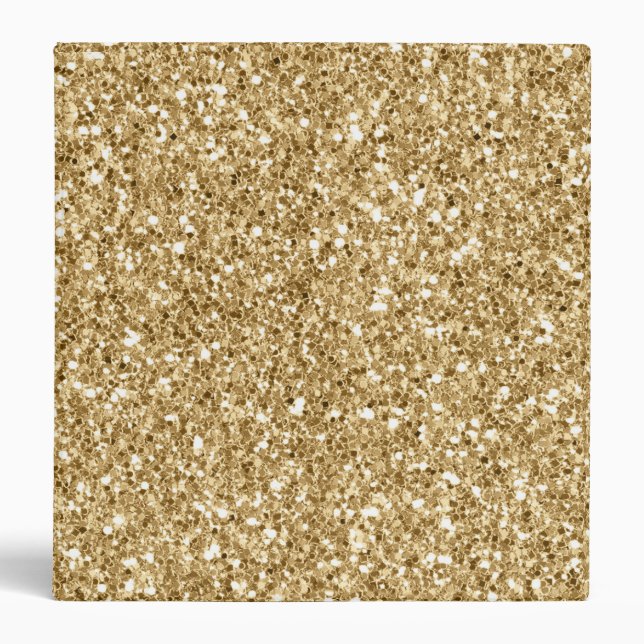 Gold Glam Glitzy Glitter 3 Ring Binder (Front)
