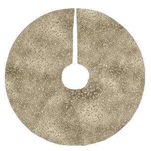 Gold Glam Glitzy Glitter Leopard Print Brushed Polyester Tree Skirt