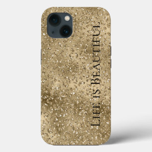 Gold Glam Glitzy Glitter Leopard Print iPhone 13 Case