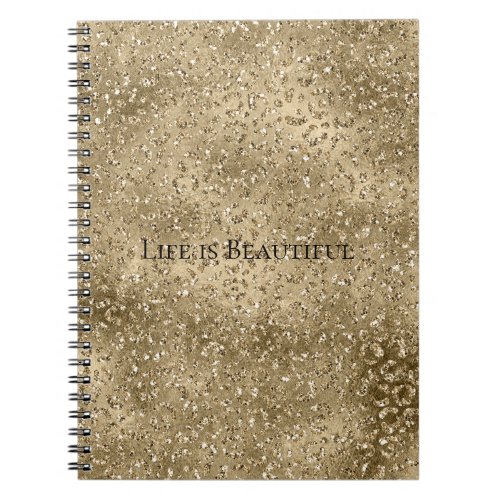 Gold Glam Glitzy Glitter Leopard Print     Notebook