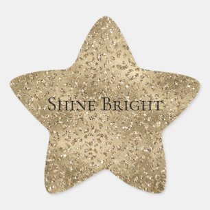 Gold Glam Glitzy Glitter Leopard Print Star Sticker