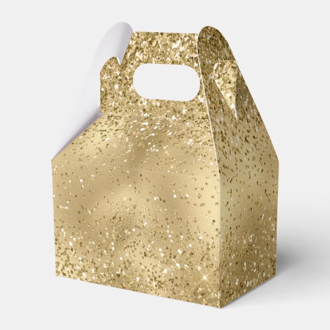Gold Glam Glitzy Glitter Sparkle   Favor Boxes (Front Side)