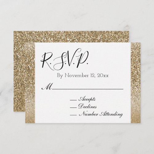 Gold Glam Glitzy Glitter Wedding Enclosure Card